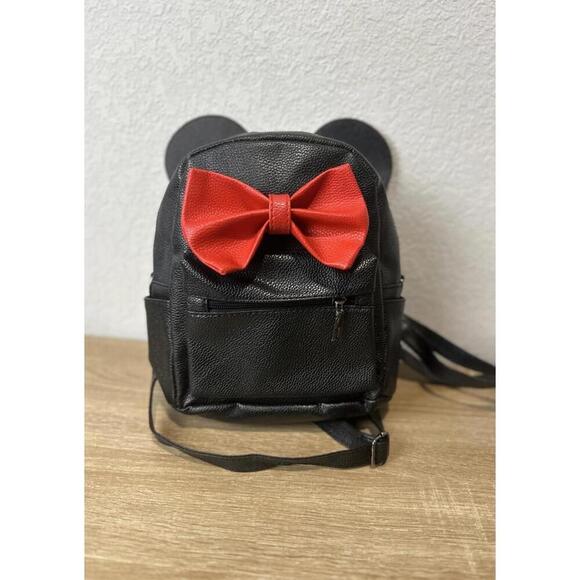 Disney Minnie Mouse Mini Backpack - Black/Red  10” High - Picture 1 of 9